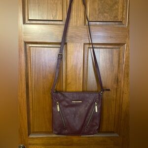 Rosetti Maroon Crossbody Bag with Zipper Accents